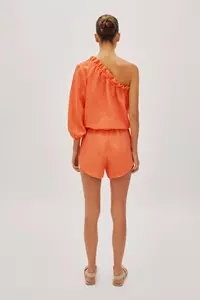 Capri Citrus Orange Linen Shorts 