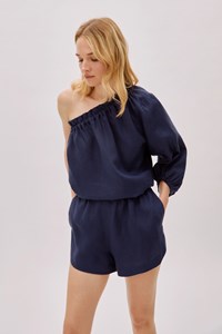 Navy Linen Shorts