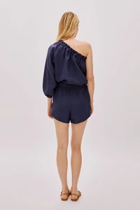Navy Linen Shorts