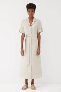 Carmen Barley Linen Braided Shirt Dress