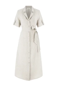 Carmen Barley Linen Braided Shirt Dress