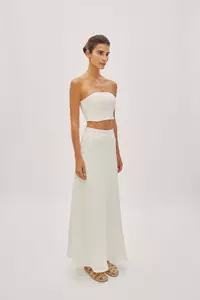 Clara Off-White Linen Maxi Skirt 