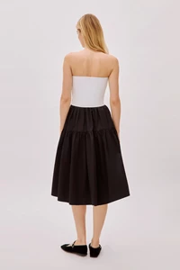Daria Black and White Cotton Strapless Dress