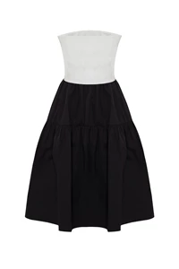 Daria Black and White Cotton Strapless Dress