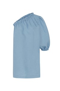 Florence Cloud Blue Linen One Sleeve Mini Dress 