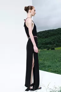 Gaia Black Braided Belt Jersey Maxi Dress