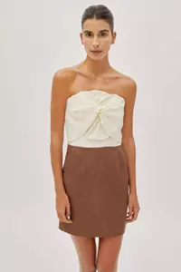 Hazel Two-Tone Linen Twist Mini Dress