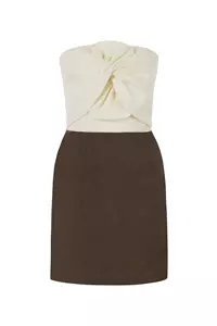 Hazel Two-Tone Linen Twist Mini Dress