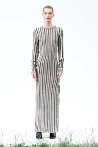 Juniper Backless Striped Wool Maxi Dress