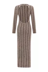 Juniper Backless Striped Wool Maxi Dress