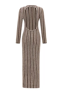 Juniper Backless Striped Wool Maxi Dress