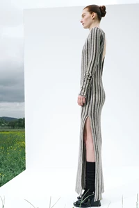 Juniper Backless Striped Wool Maxi Dress