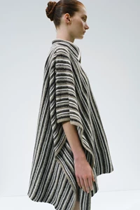 Juniper Striped Wool Cape