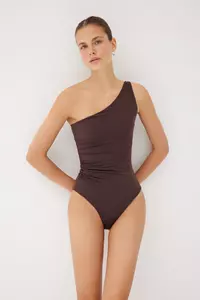 Mocha One Shoulder Swimsuit