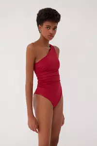 May Cranberry One Shoulder Swimsuit