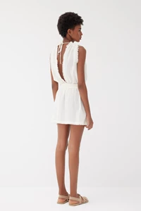 Daphne Ecru Cotton Sleeveless Dress