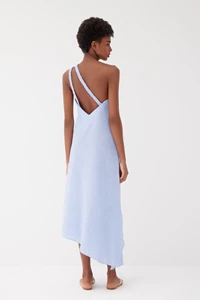 Luna Powder Blue Linen Braided Dress