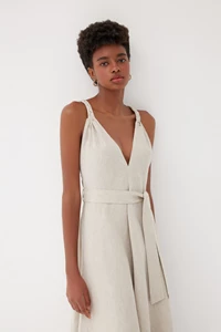 Sloane Barley Linen Braided Dress