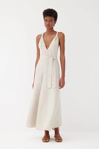 Sloane Barley Linen Braided Dress