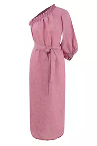 Sardinia Rose Linen One Sleeve Dress