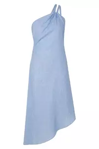 Luna Powder Blue Linen Braided Dress