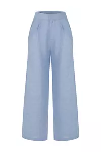 Devon Powder Blue Linen Blend Braided Pants