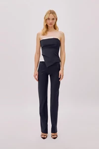 Mayfair Navy Pinstripe Strapless Bustier Top