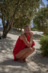 Luna Goji Red Linen One Sleeve Top