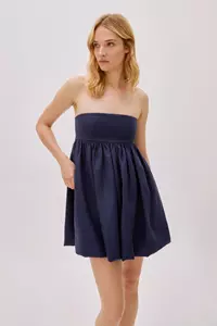 Mykonos Navy Linen Strapless Mini Dress