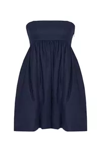 Mykonos Navy Linen Strapless Mini Dress