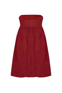 Mykonos Deep Red Linen Strapless Mini Dress