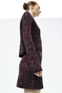 Raven Burgundy Marl V Neck Cropped Sweater
