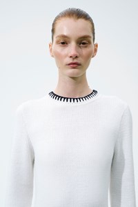 Scarlett Off-White Contrast Stitch Wool Mini Dress