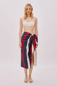 Soho Colour Block Linen Wrap Skirt