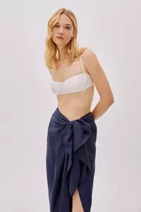 Soho Navy Linen Wrap Skirt