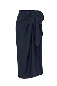 Soho Navy Linen Wrap Skirt