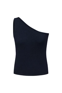 Sophia Navy One Shoulder Cashmere Top