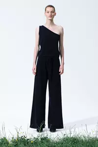 Sophia Navy Wide Leg Cashmere Pants