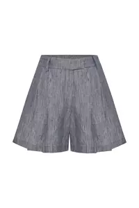 Storm Blue Linen-Blend Striped Shorts