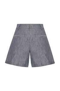 Storm Blue Linen-Blend Striped Shorts