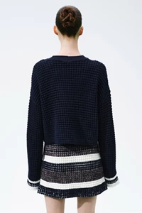 Sutton Navy Waffle Knit Wool Sweater