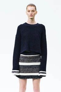 Sutton Navy Waffle Knit Wool Sweater