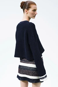 Sutton Navy Waffle Knit Wool Sweater