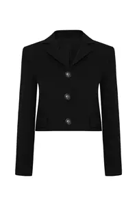 Tara Black Wool Crop Jacket