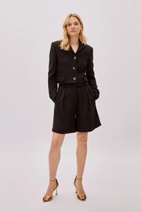 Tara Black Wool Relaxed Shorts