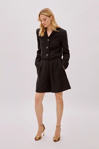 Tara Black Wool Relaxed Shorts