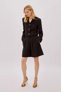 Tara Black Wool Relaxed Shorts