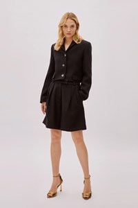 Tara Black Wool Relaxed Shorts