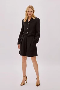 Tara Black Wool Relaxed Shorts