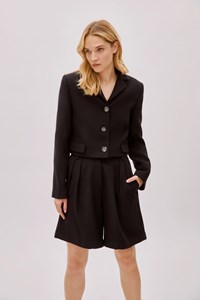 Tara Black Wool Crop Jacket